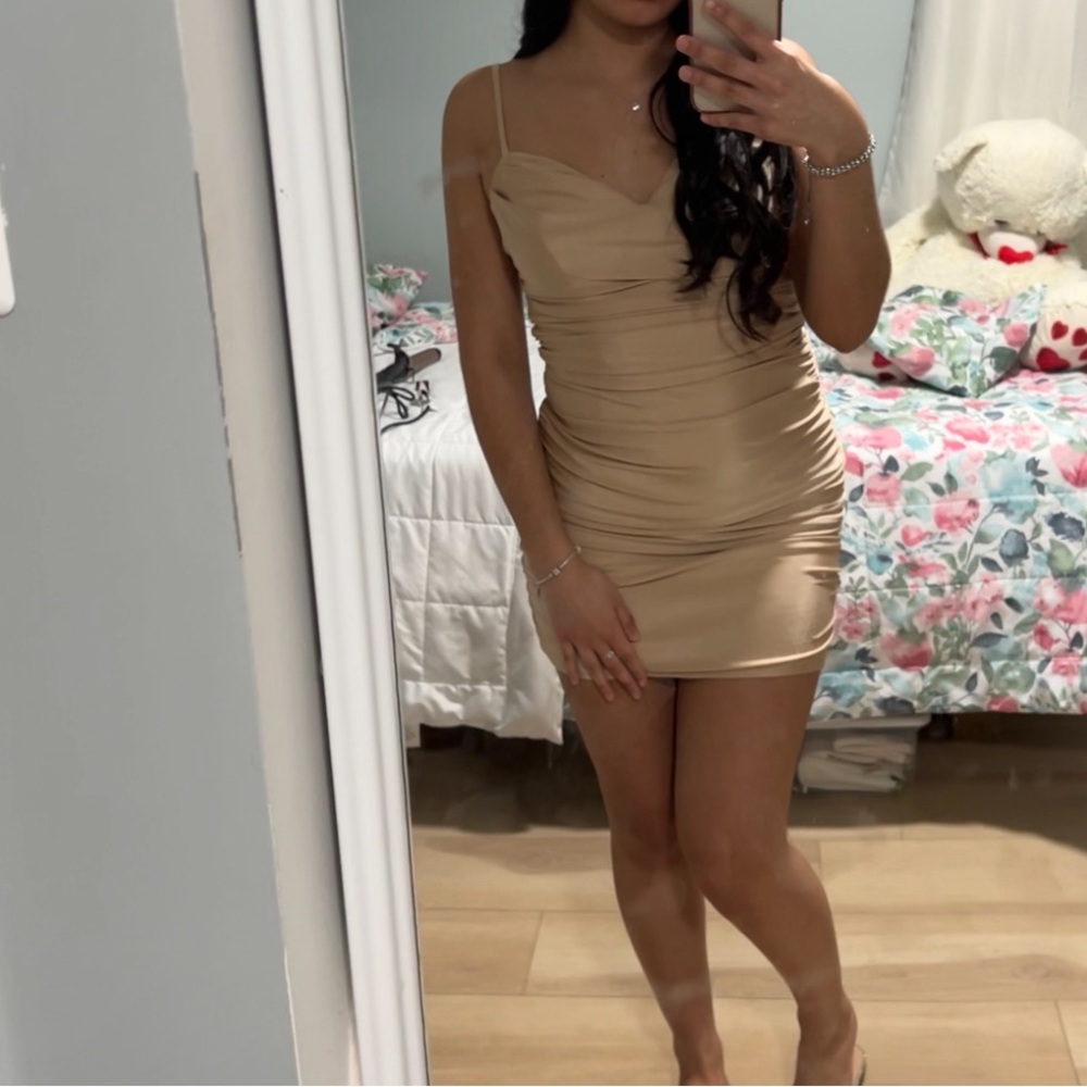 Gold Mini Satin Dress